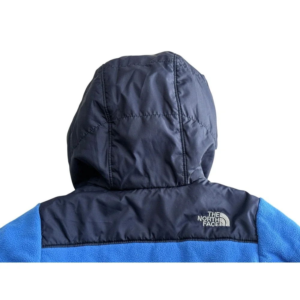 The North Face Toddler Reversible Hooded Jacket Coat 4T Fleece Blue Full Zip